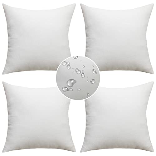 Demetex Outdoor Pillow Covers 20x20 Waterproof Decorative Square Pillowcase Garden Cushion Covers for Couch Bench Outside Patio Set of 4 20 x 20 Inch White - Image 1