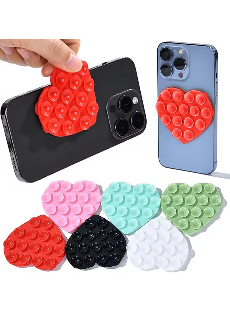 LEEKA 6 Piece Double Sided Heart shaped Silicone Suction Phone Mount Set – Premium Non Slip Hands Free Holder for Secure and Stable Selfies, Video Calls, and Comfortable Viewing on Any Surface Home and Travel Pad Heart-shape Double Sided Silicone Sucker Support Strong Adsorption Mobile Phone Fixed Pad Hand-Free Washable Suction Cup Bracket - Image 5