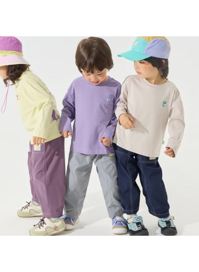 Papa Autumn New Children's Pants, Sports Pants, Loose-fitting Joggers, Triple-protection Casual Pants, Purple, Size 100 - Image 2