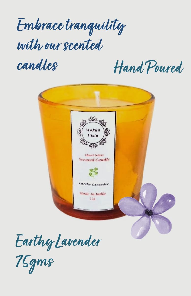 Scented Candles Lavender Fragrance Perfume Candles for Home Decor Amber Short Glass Christmas Candles Natural Soy Wax Set of 2 75g Each Aroma Candles from Mokha Vista - Image 4
