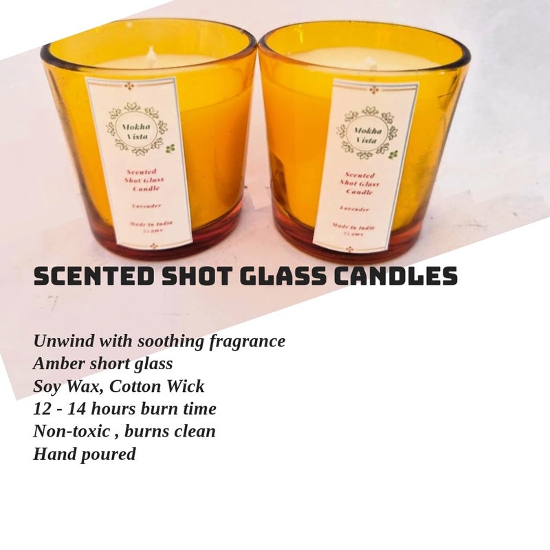 Scented Candles Lavender Fragrance Perfume Candles for Home Decor Amber Short Glass Christmas Candles Natural Soy Wax Set of 2 75g Each Aroma Candles from Mokha Vista - Image 5