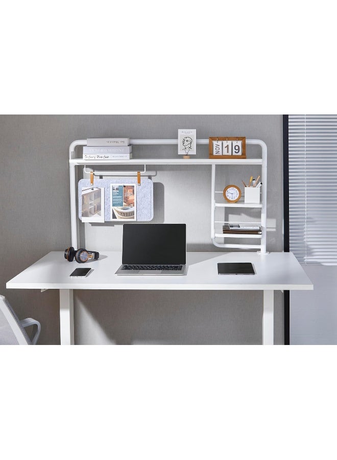 NAVODESK رف مكتب نافوديسك NAVO العالمي القابل للتثبيت على المكتب للاستخدام المنزلي، صينية مكتب مع مشبك C، 3 رفوف وسبورة مغناطيسية للملاحظات والصور - Image 2