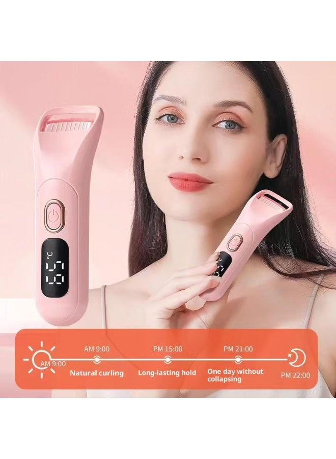 Electric Heated Eyelash Curler, Long-Lasting Eyelash Curler, Mini Portable USB Rechargeable Eyelash Curler Pink - Image 1