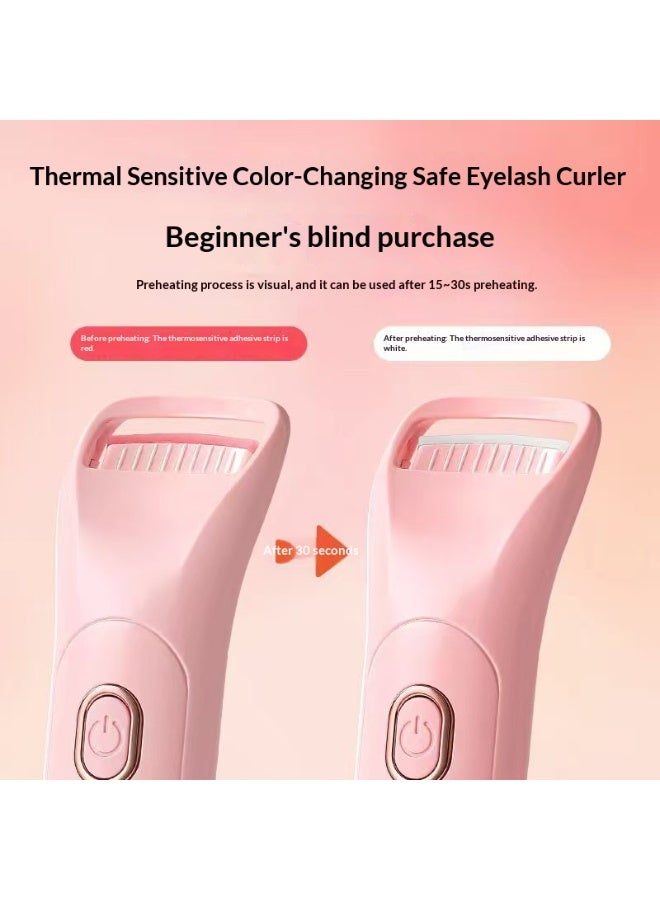 Electric Heated Eyelash Curler, Long-Lasting Eyelash Curler, Mini Portable USB Rechargeable Eyelash Curler Pink - Image 4