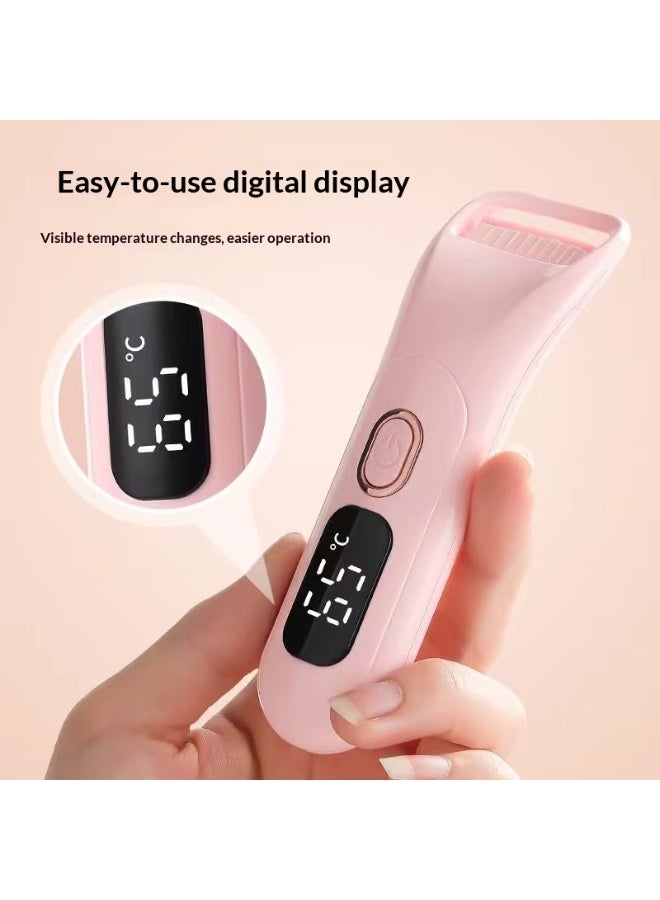 Electric Heated Eyelash Curler, Long-Lasting Eyelash Curler, Mini Portable USB Rechargeable Eyelash Curler Pink - Image 3