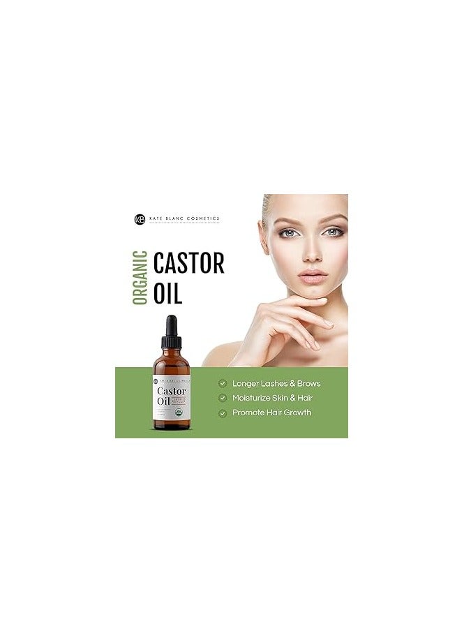 Kate Blanc Castor Oil USDA Certified Organic for Eyelashes, Eyebrows and Hair 2oz - Image 2