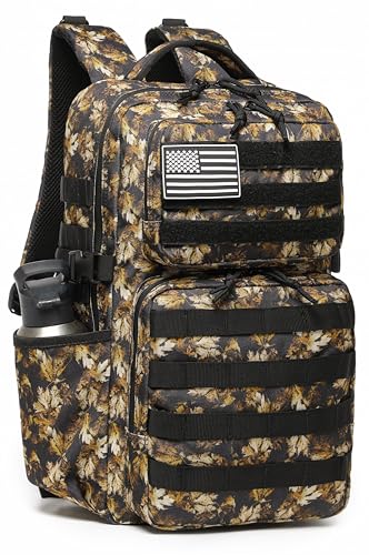Wotony Military Tactical Backpack for Men Waterproof Daypack 3 Day Assault Pack Molle Bag with Water Bottle Holder Yellow maple leaves 30L - Image 1