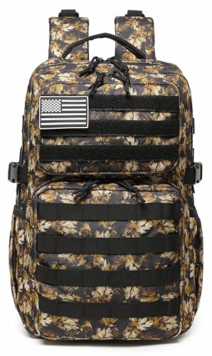 Wotony Military Tactical Backpack for Men Waterproof Daypack 3 Day Assault Pack Molle Bag with Water Bottle Holder Yellow maple leaves 30L - Image 3