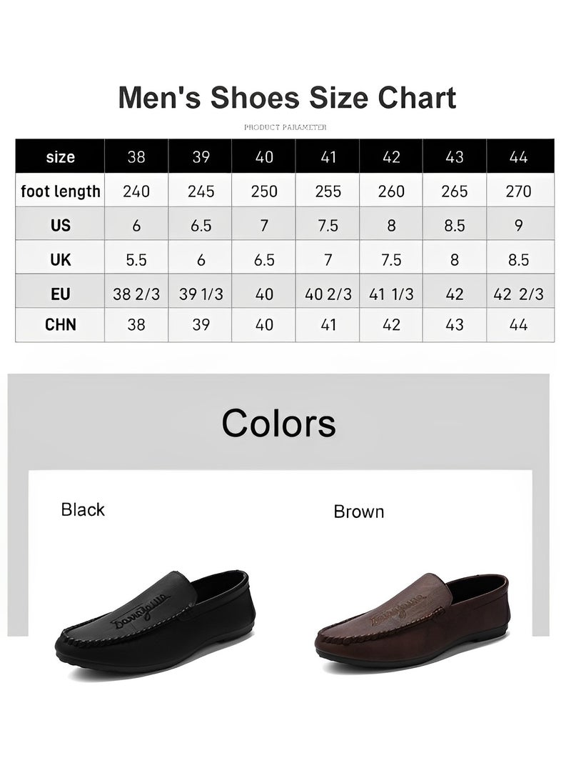REOCLE - Men's Loafers Flat Heel Anti-Slip Lightweight Slip-ons Soft Sole Leather Shoes with Casual Style Round Toe Loafer for Family Gathering & Casual Party - Image 1