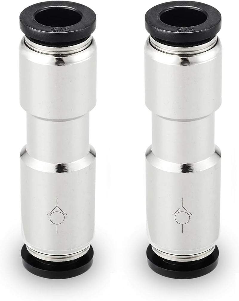 Yoebor 3/8" OD Check Valve Push to Connect One Way Inline Air Pneumatic Valves, Nickel Plated Brass & Plastic (Pack of 2) - Image 1