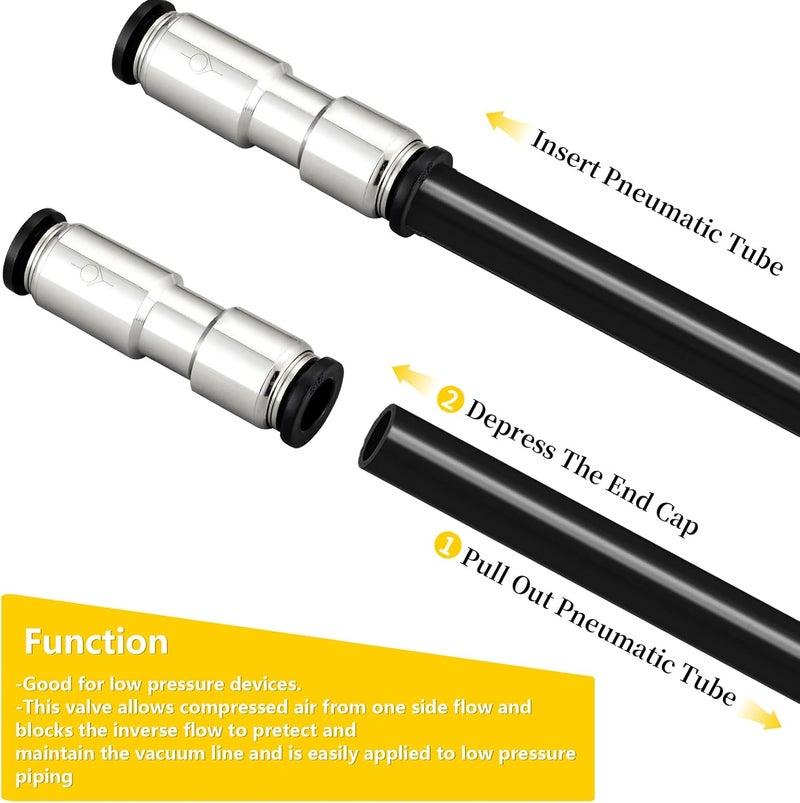 Yoebor 3/8" OD Check Valve Push to Connect One Way Inline Air Pneumatic Valves, Nickel Plated Brass & Plastic (Pack of 2) - Image 3