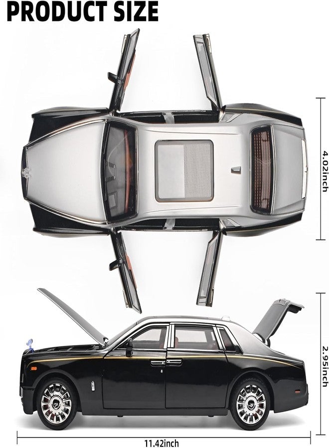 LONGMIRE Rolls Royce Phantom Model Car 1:18 Scale Alloy Metal Pull Back Die-cast Toy Vehicle with Openable Doors Light and Music for Kids and Boys - Image 2