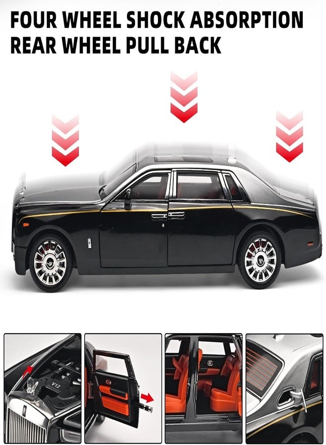 LONGMIRE Rolls Royce Phantom Model Car 1:18 Scale Alloy Metal Pull Back Die-cast Toy Vehicle with Openable Doors Light and Music for Kids and Boys - Image 5