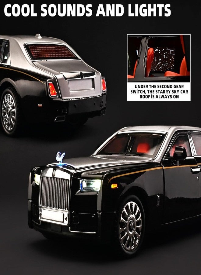 LONGMIRE Rolls Royce Phantom Model Car 1:18 Scale Alloy Metal Pull Back Die-cast Toy Vehicle with Openable Doors Light and Music for Kids and Boys - Image 4