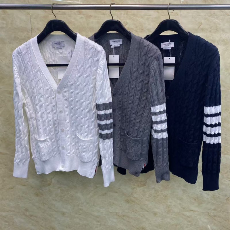 [Strength Factory] Tide Brand Tb23 New Twist Fine Knitting Technology Comfortable Leisure Joker Knitted Cardigan - Image 2