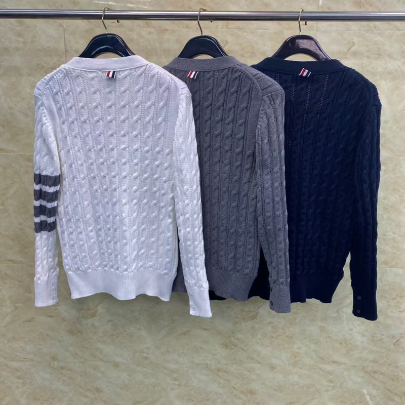 [Strength Factory] Tide Brand Tb23 New Twist Fine Knitting Technology Comfortable Leisure Joker Knitted Cardigan - Image 3