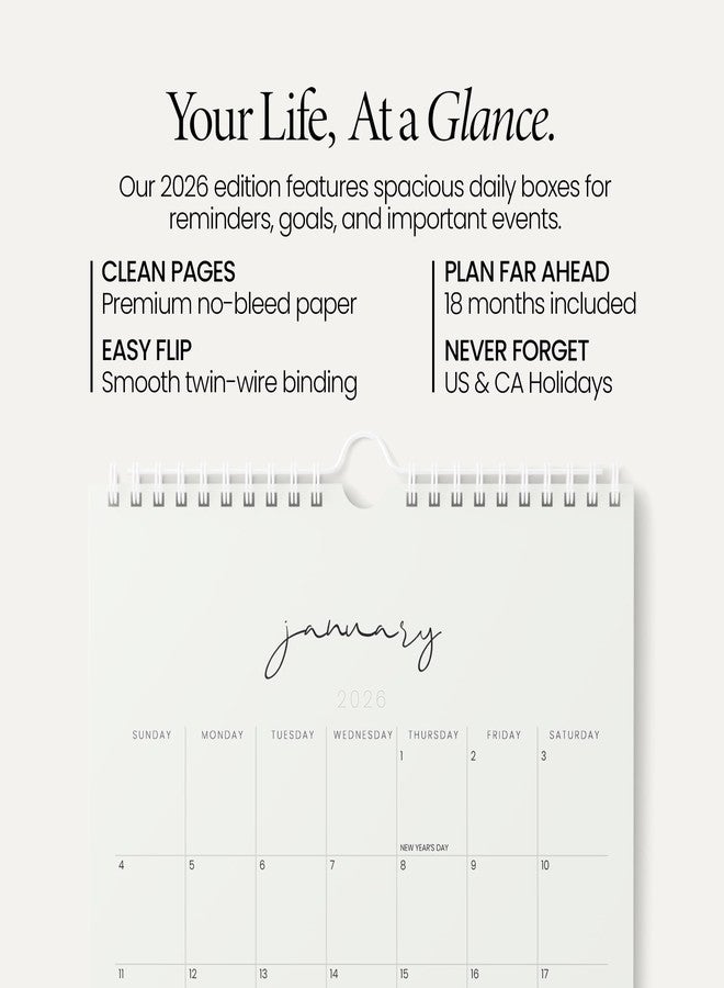 Karto Wall Calendar 2026 - Vertical 8.5x11 inch January 2026 to June 2027 - Boost Your Productivity and Easy Planning with the Aesthetic Monthly Calendar - Cursive Beige - Image 2