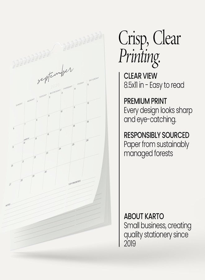 Karto Wall Calendar 2026 - Vertical 8.5x11 inch January 2026 to June 2027 - Boost Your Productivity and Easy Planning with the Aesthetic Monthly Calendar - Cursive Beige - Image 3