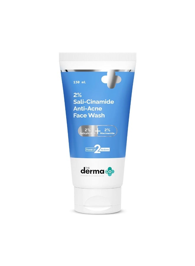 Derma The Derma Co 2% Sali-Cinamide Anti-Acne Face Wash | With 2% Salicylic Acid & 2% Niacinamide I Treats Active Acne & Fades Marks I For Oily & Combination Skin I Power of 2 Actives | For Men & Women | 150 ml - Image 2