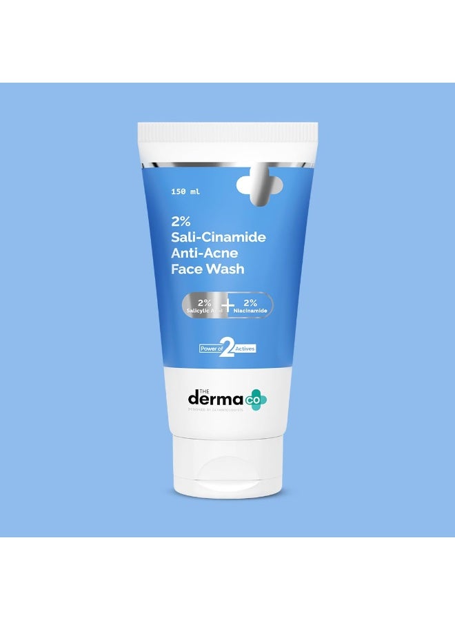 Derma The Derma Co 2% Sali-Cinamide Anti-Acne Face Wash | With 2% Salicylic Acid & 2% Niacinamide I Treats Active Acne & Fades Marks I For Oily & Combination Skin I Power of 2 Actives | For Men & Women | 150 ml - Image 1