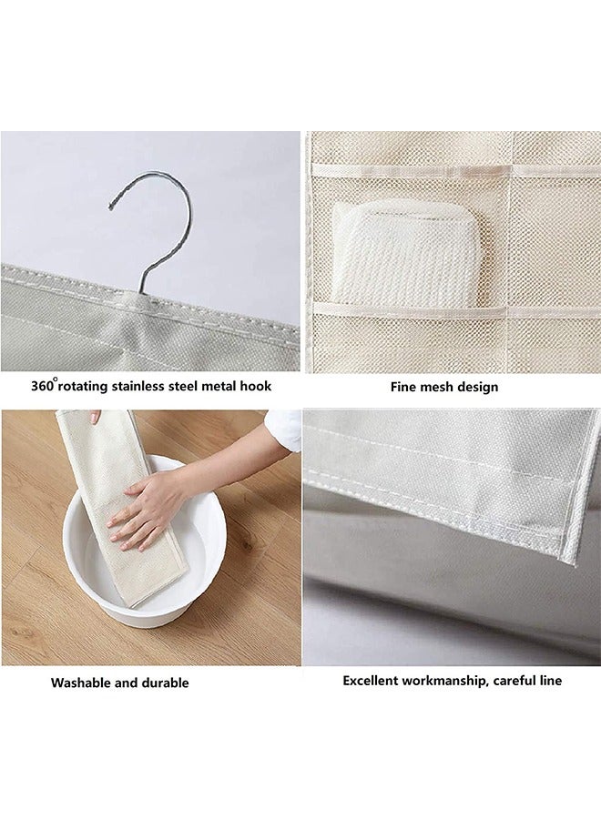 Closet Hanging Organizer with Pockets, Wardrobe Organizers Storage Bags for Bra Underwear Underpants Shoes Socks, Beige  - Image 4