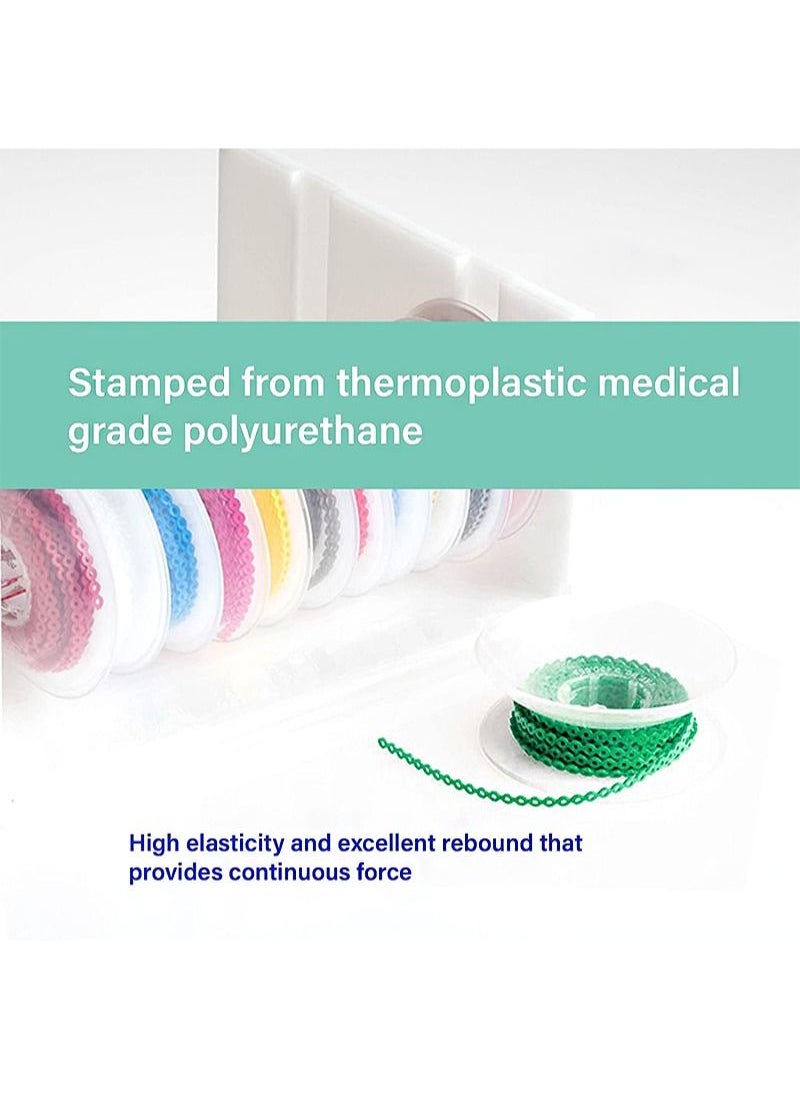 HaLunhi 2 Rolls Of 2.28m Each Orthodontic Braces Rubber Chain，The Braces Dynamic Chain Consists Of A Short Filament Chain (Short，0.136 In (3.3 mm)，Forst Green)  - Image 2