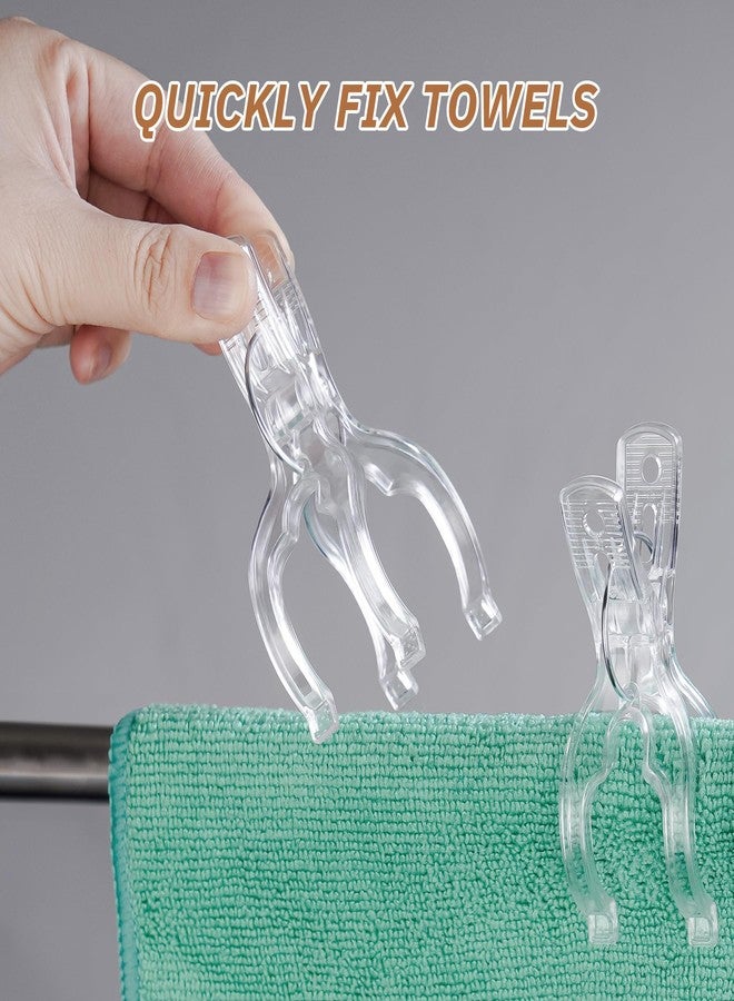 ان اي هوم مجموعة من 4 مشابك مناشف مطبخ شفافة من NiHome، مزودة بنابض، تصميم مانع للانزلاق لتثبيت آمن، شفافة ومتينة، تناسب معظم رفوف المناشف، سهلة الاستخدام في المطابخ والحمامات وغيرها - Image 2