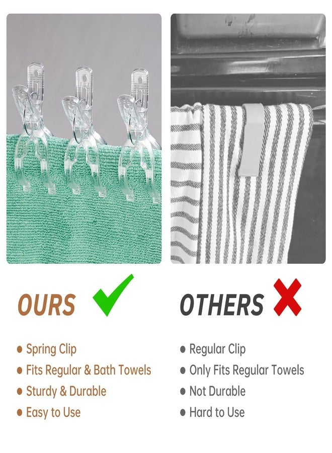 ان اي هوم مجموعة من 4 مشابك مناشف مطبخ شفافة من NiHome، مزودة بنابض، تصميم مانع للانزلاق لتثبيت آمن، شفافة ومتينة، تناسب معظم رفوف المناشف، سهلة الاستخدام في المطابخ والحمامات وغيرها - Image 4