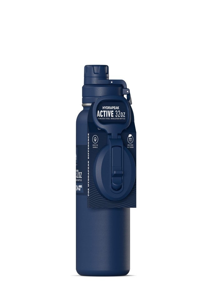 Hydrapeak 32oz Sport Insulated Water Bottle with Straw & Chug Lid, Leak & Spill Proof, Keeps Drinks Cold for 24 Hours, Hot for 12 Hours, Premium Stainless Steel Water Bottles (32oz, Navy) - Image 2