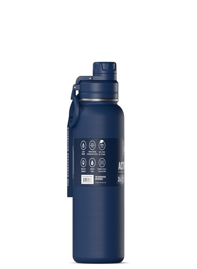 Hydrapeak 32oz Sport Insulated Water Bottle with Straw & Chug Lid, Leak & Spill Proof, Keeps Drinks Cold for 24 Hours, Hot for 12 Hours, Premium Stainless Steel Water Bottles (32oz, Navy) - Image 3