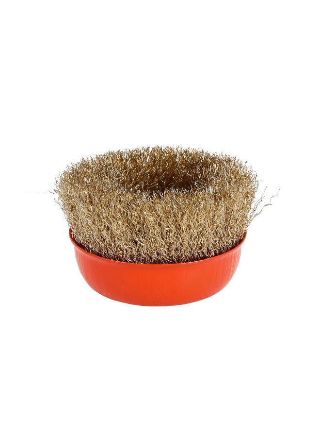 LAWAZIM Brass Wire Cup Brush - Gold – Heavy-Duty Wire Brush for Angle Grinders Rust Removal Paint Stripping Abrasive Surface Cleaning – Precision-Balanced Tool with Threaded Arbor for Metal - Image 2