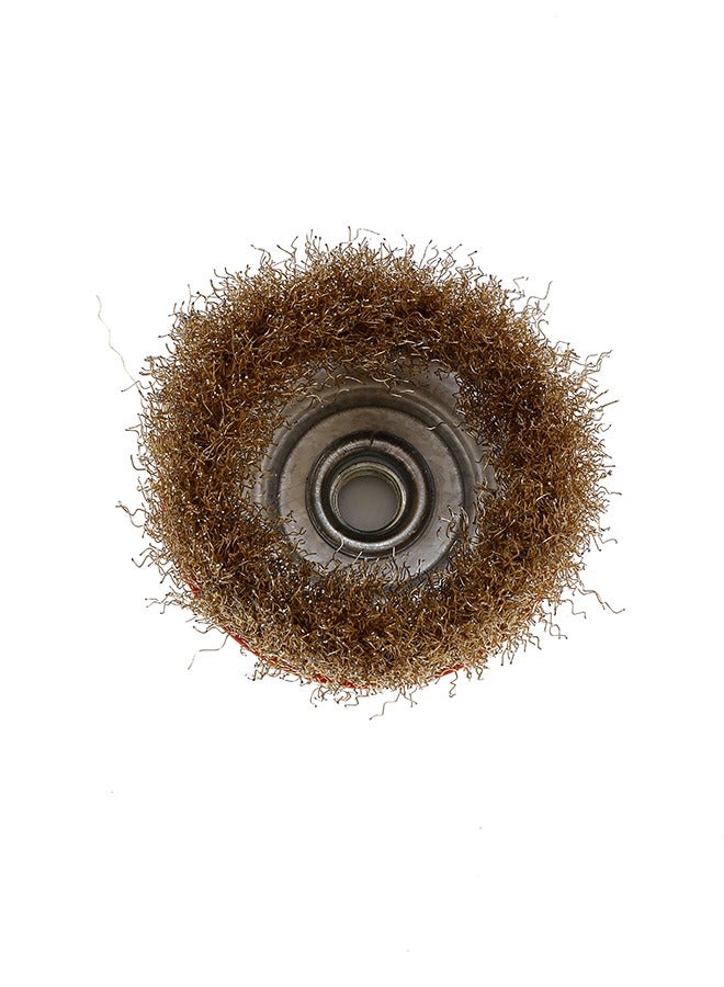 LAWAZIM Brass Wire Cup Brush - Gold – Heavy-Duty Wire Brush for Angle Grinders Rust Removal Paint Stripping Abrasive Surface Cleaning – Precision-Balanced Tool with Threaded Arbor for Metal - Image 3