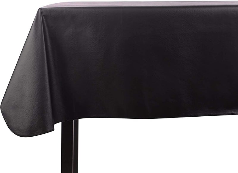 Yourtablecloth Heavy Duty Vinyl Rectangle or Square Tablecloth  6 Gauge Heavy Duty Tablecloth  Flannel Backed  Wipeable Tablecloth with Vivid Colors  Many Sizes 52 x 90 Black