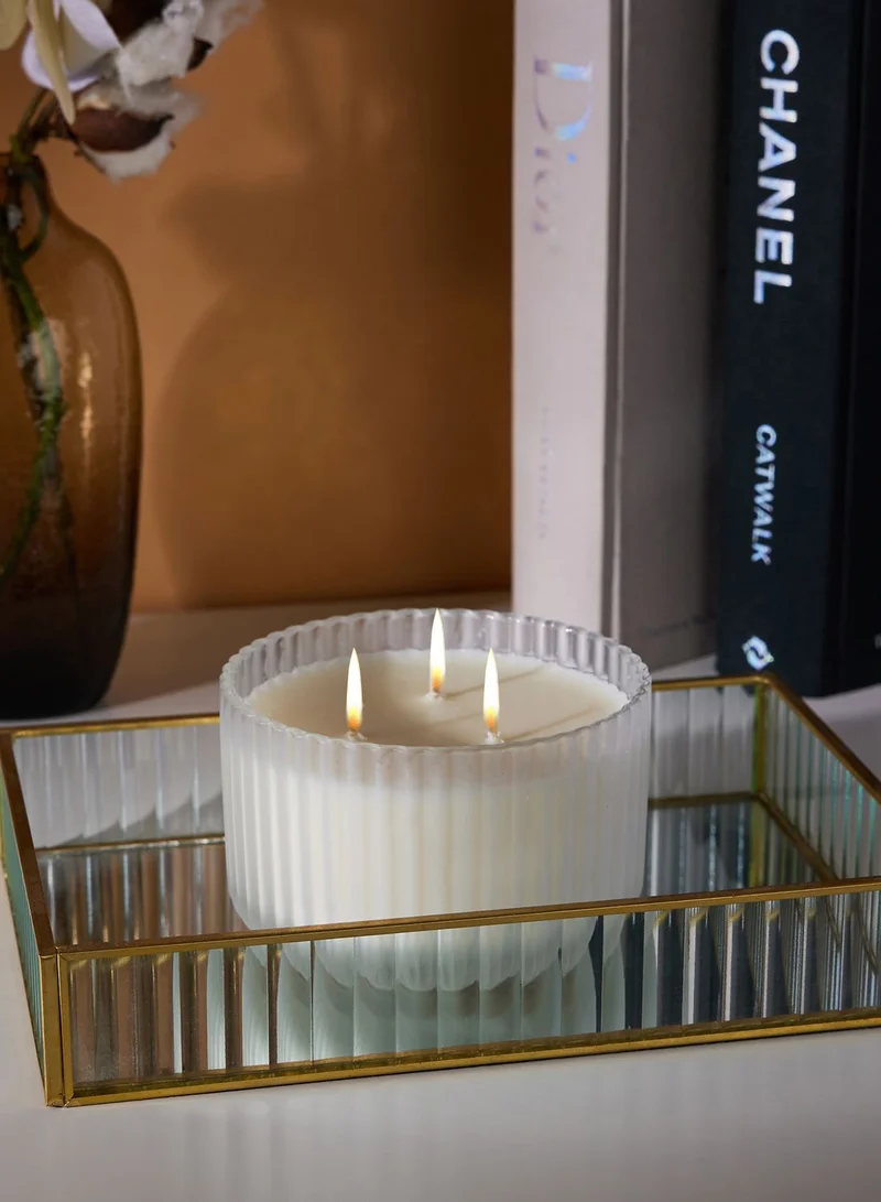 Paddywax Cypress & Fir - 425G Large 3 Wick White Frosted Glass Candle