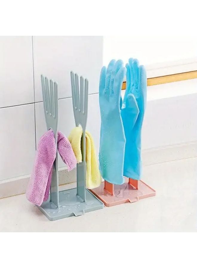 Blue Kitchen Organizer Detachable Gloves Drying Rack with Drain Tray Heavy Duty Plastic - Image 2