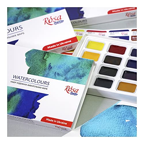 Rosa Gallery طقم ألوان مائية من ROSA Studio، مصنوع في أوكرانيا، 24 لون مائي بسعة 2.5 مل، مجموعة ألوان ذات ثبات عالي للبالغين والفنانين والطلاب، طقم ألوان مائية خفيف الوزن وقابل للحمل للسفر - Image 5