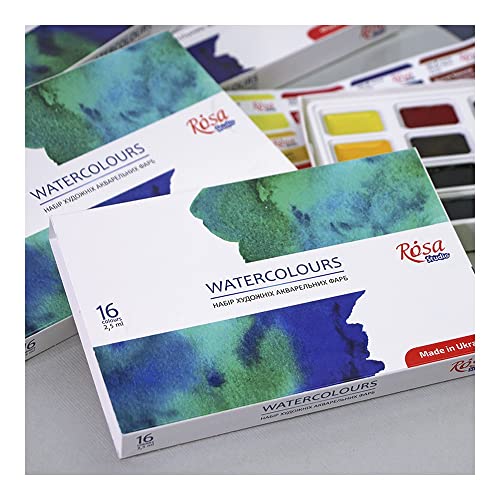 Rosa Gallery طقم ألوان مائية من ROSA Studio، مصنوع في أوكرانيا، 24 لون مائي بسعة 2.5 مل، مجموعة ألوان ذات ثبات عالي للبالغين والفنانين والطلاب، طقم ألوان مائية خفيف الوزن وقابل للحمل للسفر - Image 4