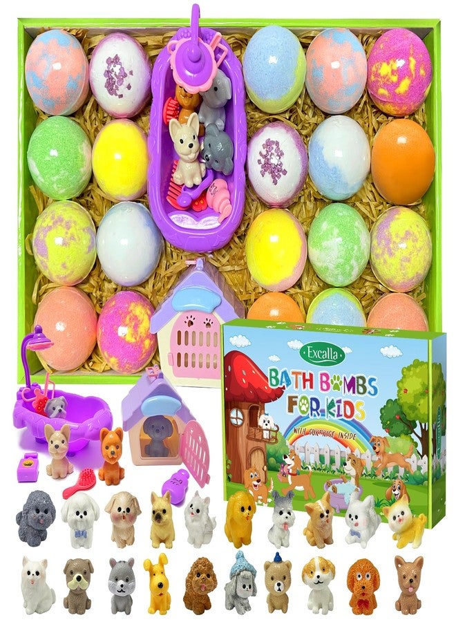 Excalla Bath Bombs for Kids with Surprise Inside, 20 Pack Kids Bath Bombs with Puppy Toys Pretend Playset, Safe Handmade Bubble Bath Fizzies Ball Gift Set for Girls Boys Birthday Christmas - Image 1