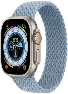 49/45/42/44mm Solo Loop Fabric Braided Rubber Band For Apple Watch Series 8/1/2/3/4/5/6/7 (Large, Light Blue)