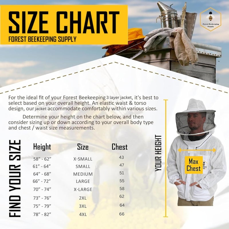 FOREST BEEKEEPING SUPPLY 3 layer Ultra Ventilated Beekeeping Jacket for men and women with Round Veil Hood, Vented Premium Beekeeper Jackets for Professional, Commercial, and Beginner Beekeepers (Small) - Image 4