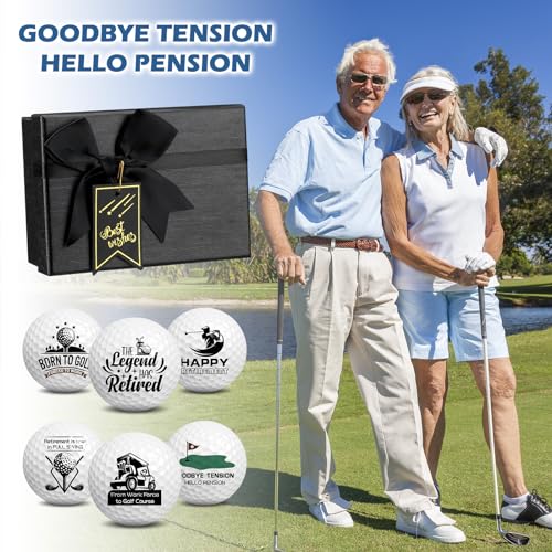 Arrowbash 6 Pack Retirement Golf Balls with 6 Tees and Gift Box Funny Retirement Gifts for Dad Coworkers Golfers Husband(Retired,White) - Image 4