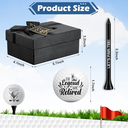 Arrowbash 6 Pack Retirement Golf Balls with 6 Tees and Gift Box Funny Retirement Gifts for Dad Coworkers Golfers Husband(Retired,White) - Image 2