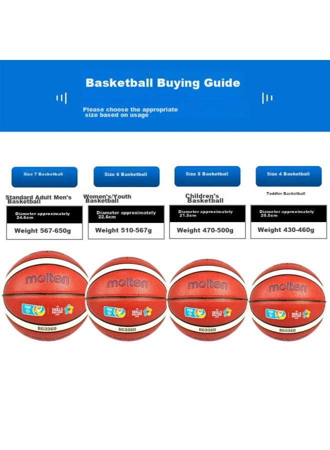 Molten B5g3360yt Basketball, Size 5, Moisture-absorbing Pu, For Youth, Children, Kindergarten, International Basketball Federation , China Youth Training Team - Image 2