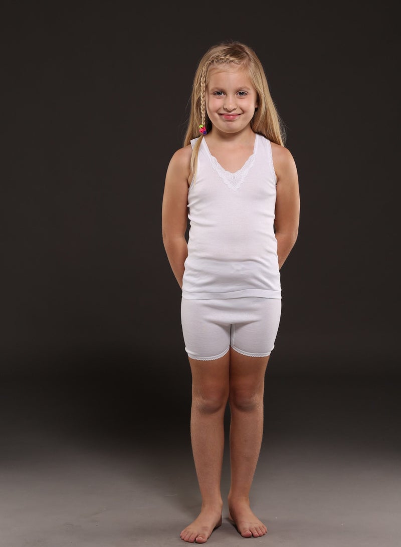 DeloPik EveryOne Girls Cotton White Undershirt Vest and Short, Girls White Underwear set(PACK OF 1)(1-2 YEARS) - Image 2