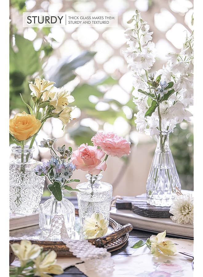إيروريكس مجموعة مزهريات زجاجية صغيرة مكونة من 10 مزهريات شفافة بكميات كبيرة، قطع مركزية صغيرة لطيفة لحفلات الزفاف الريفية الصغيرة، طاولة منزلية، زهرة M Ba0751 - Image 4