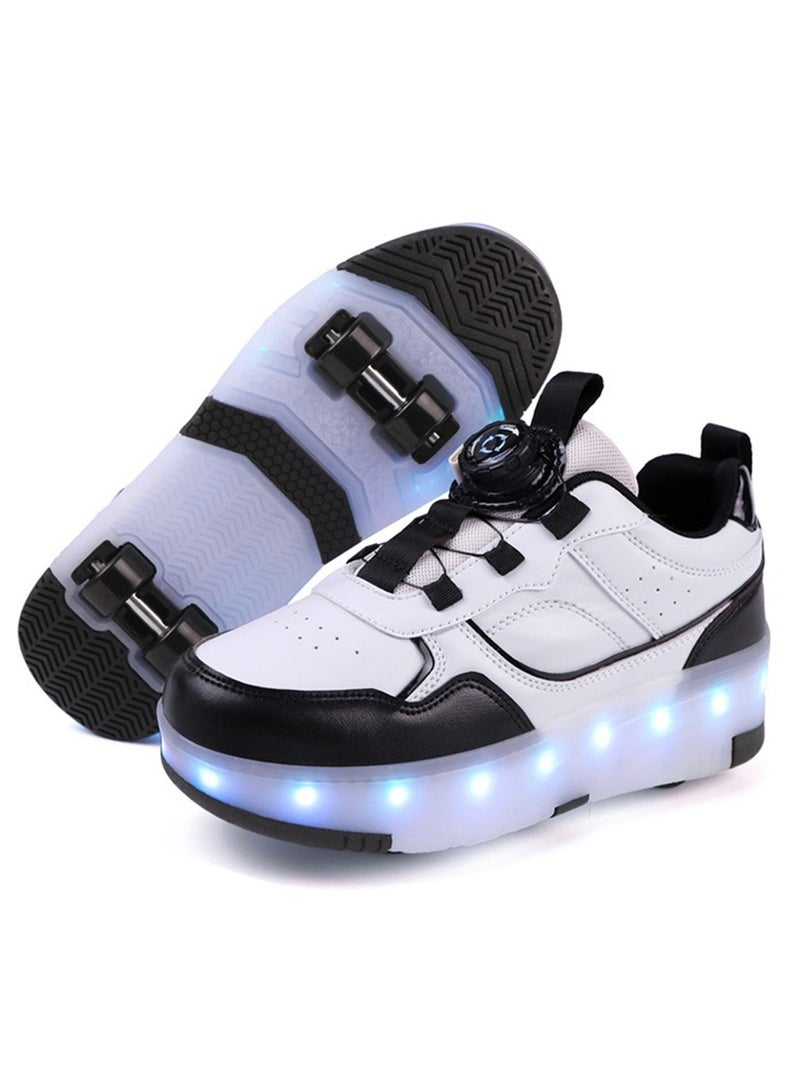Sky View LED Kids Roller Skates Shoes 4 Wheel Skating-Rotating buckle laces Multiple lighting modes Boys Girls Light Up Roller Sneakers - Image 2