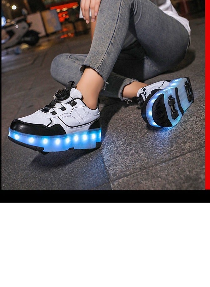 Sky View LED Kids Roller Skates Shoes 4 Wheel Skating-Rotating buckle laces Multiple lighting modes Boys Girls Light Up Roller Sneakers - Image 4