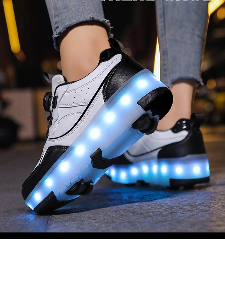 Sky View LED Kids Roller Skates Shoes 4 Wheel Skating-Rotating buckle laces Multiple lighting modes Boys Girls Light Up Roller Sneakers - Image 5