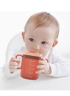Excefore Toddler Sippy Cups Drinks Water Bottles Trainer Cup with Handles Spill-proof for Toddlers 6 Months+ Children's Milk Scale Children Portable Reusable (Red 250ml)  - Image 1