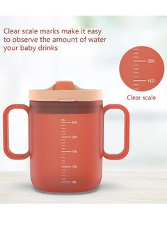 Excefore Toddler Sippy Cups Drinks Water Bottles Trainer Cup with Handles Spill-proof for Toddlers 6 Months+ Children's Milk Scale Children Portable Reusable (Red 250ml)  - Image 2
